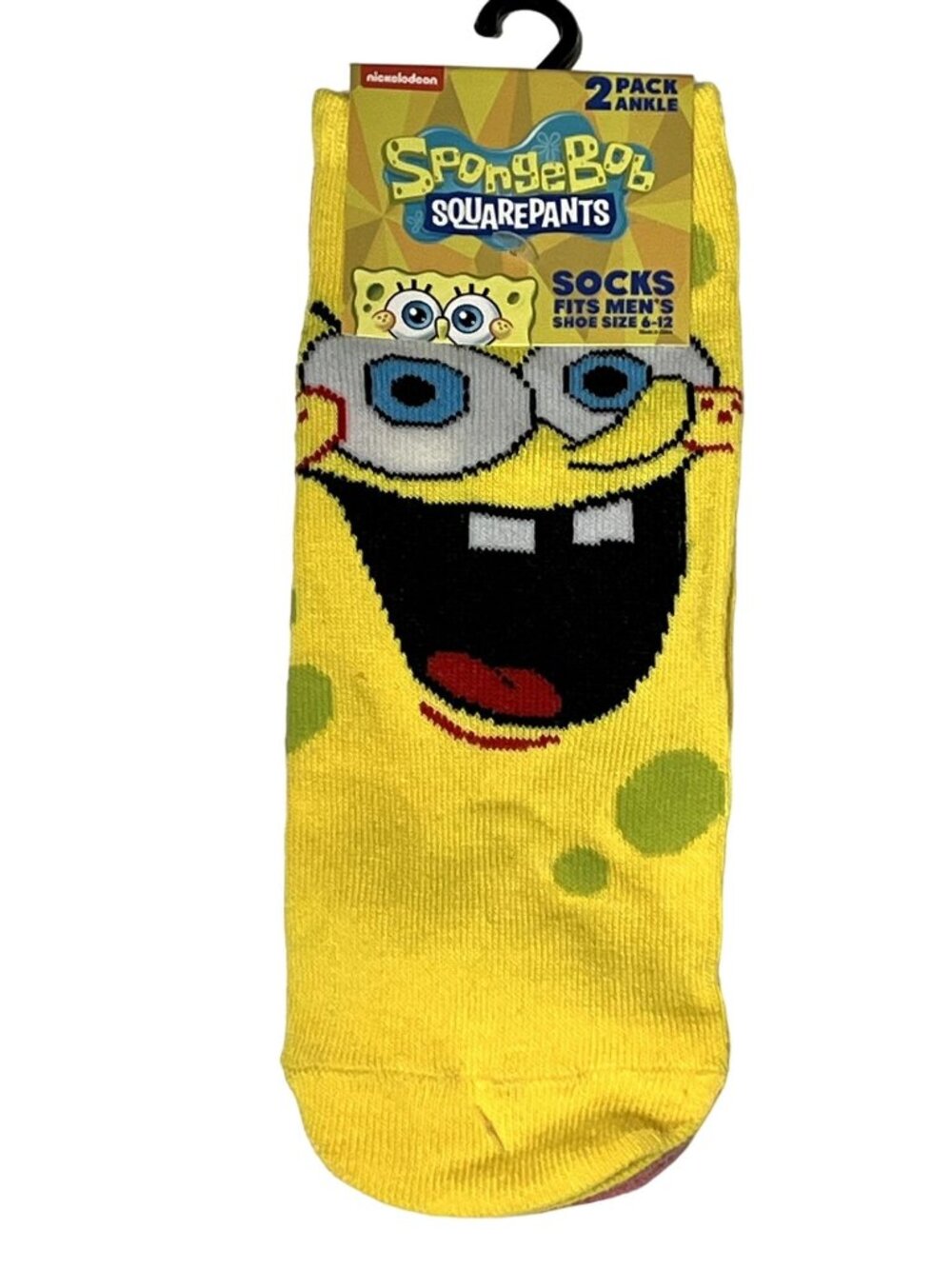 SpongeBob SquarePants Socks 2 Pair Pack Crew Cartoon Character Novelty NWT